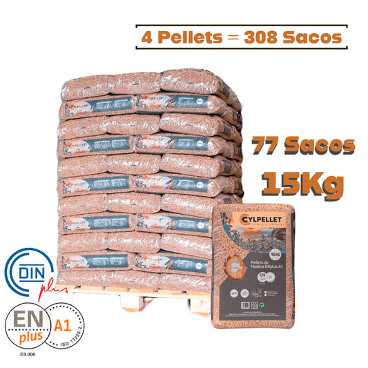 CYL PELLET – 4 Palet de 308 sacos de 15Kg Enplus A1